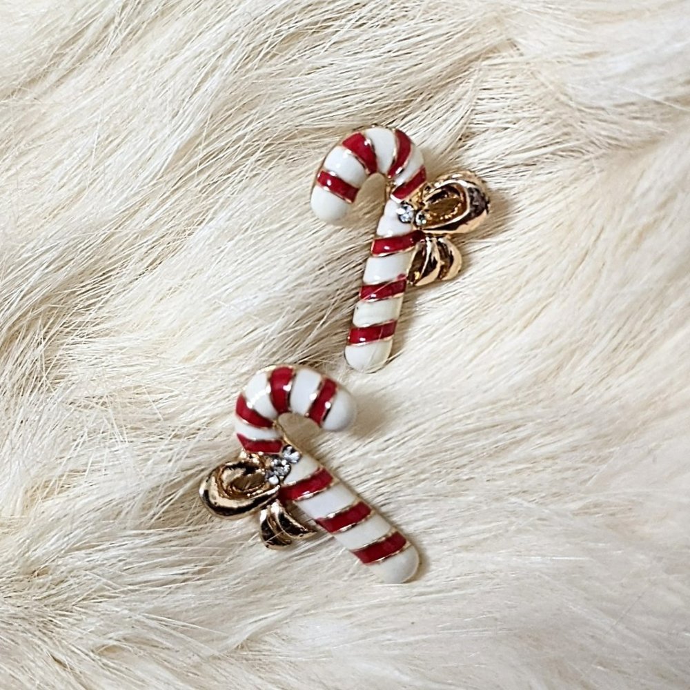 Small Christmas Candy Cane Earrings